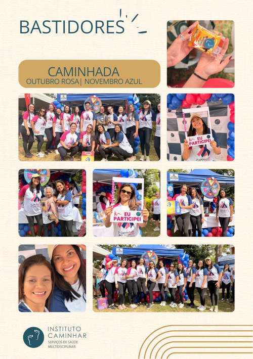 conjunto de imagens ampliadas da caminhada outubro rosa e novembro azul