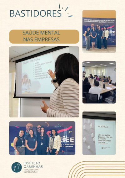 conjunto de imagens ampliadas do evento de saúde mental nas empresas